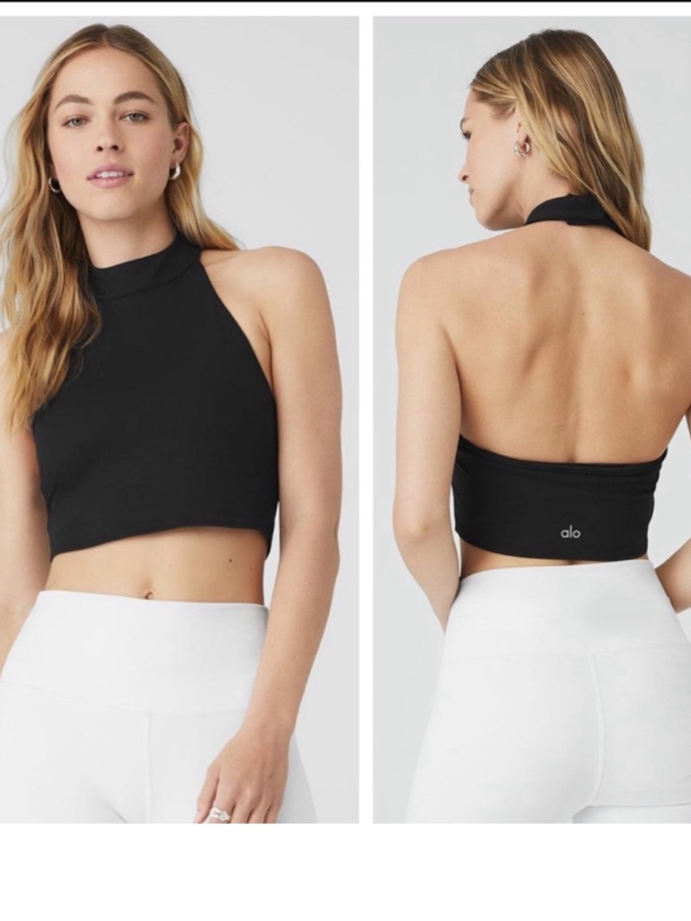 alo Yoga Airbrush Millennial Bra Tank Halter Black
